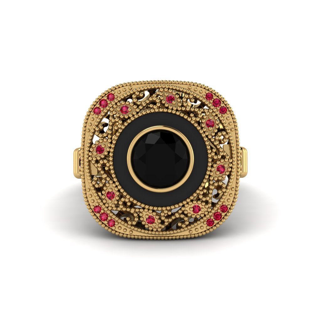 Fancy Art Deco Black Diamond Ring - Pauline No. 52