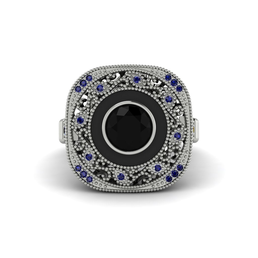 Fancy Art Deco Black Diamond Ring - Pauline No. 69