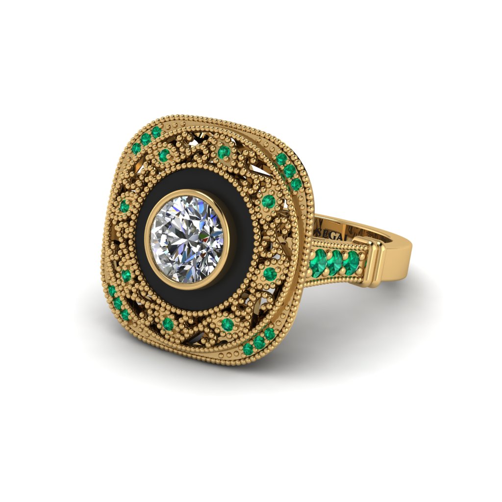 Fancy Art Deco Diamond Ring - Pauline No. 16