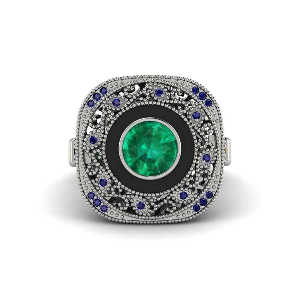 Fancy Art Deco Emerald Ring - Pauline No. 66