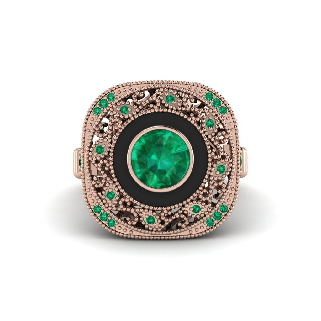 Fancy Art Deco Emerald Ring - Pauline No. 20