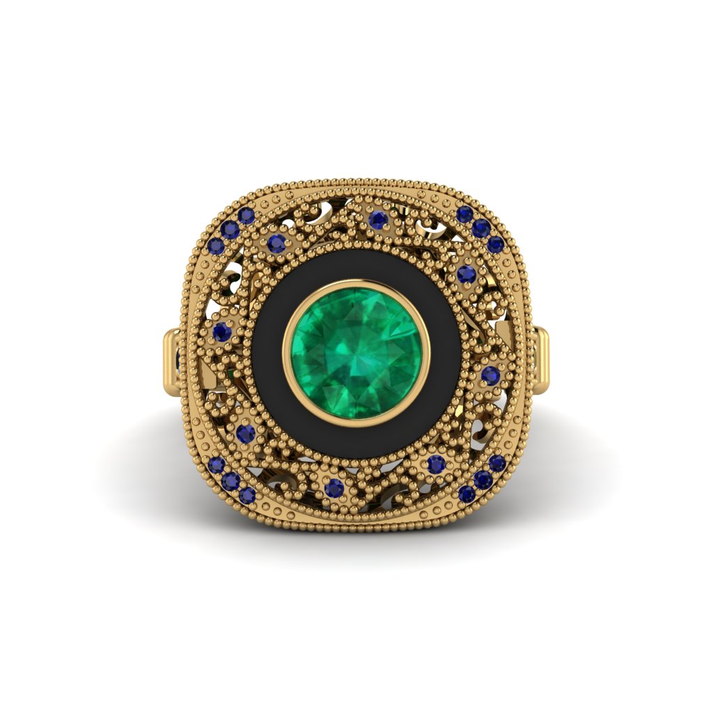 Fancy Art Deco Emerald Ring - Pauline No. 64