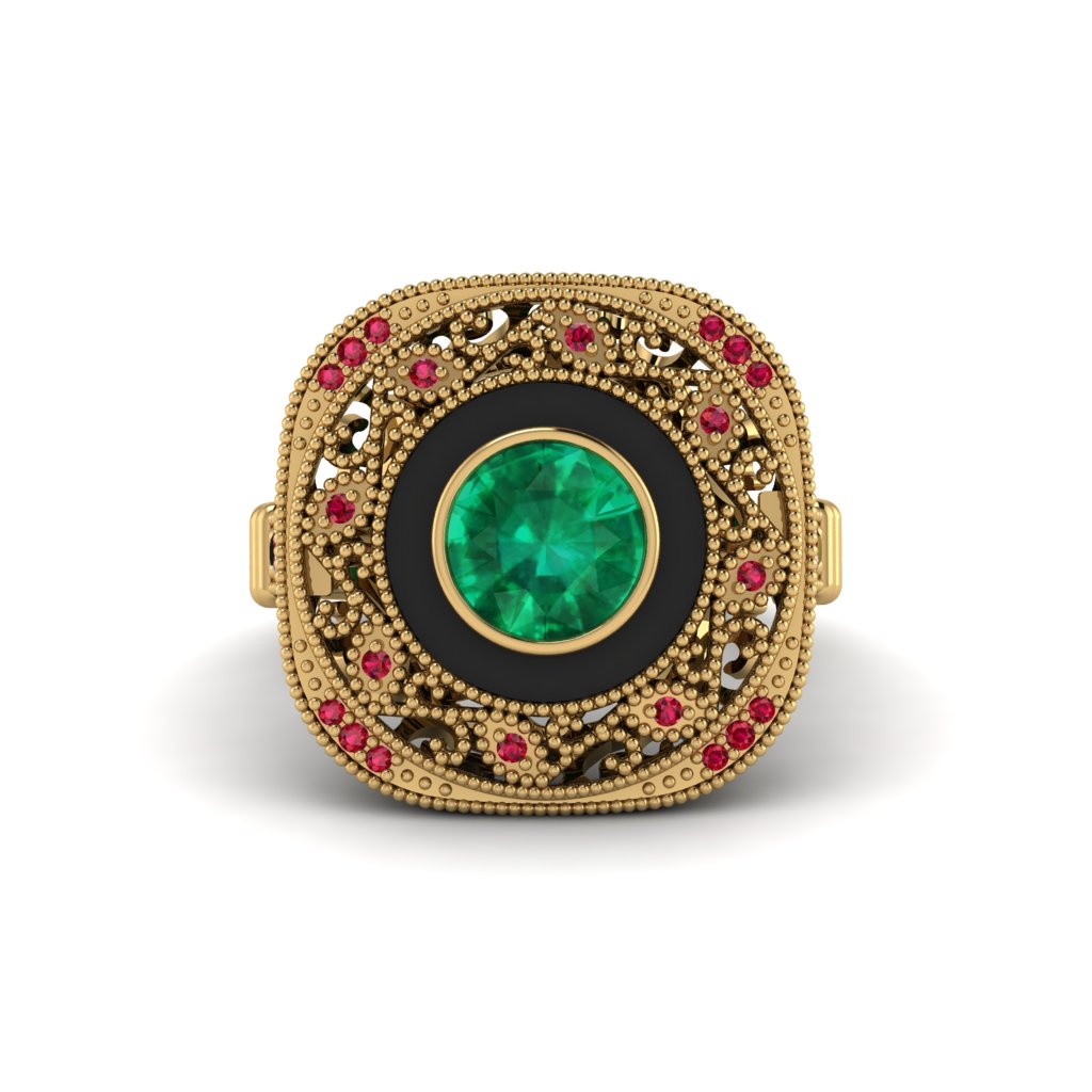 Fancy Art Deco Emerald Ring - Pauline No. 49