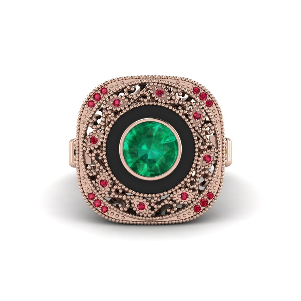 Fancy Art Deco Emerald Ring - Pauline No. 50