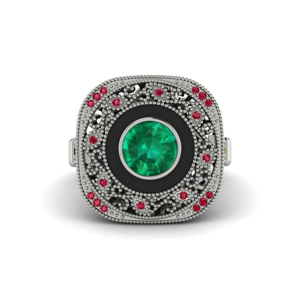 Fancy Art Deco Emerald Ring - Pauline No. 51
