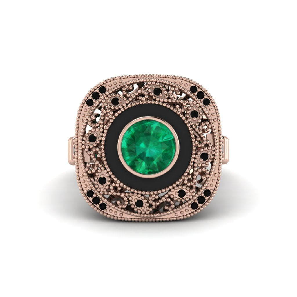 Fancy Art Deco Emerald Ring - Pauline No. 35