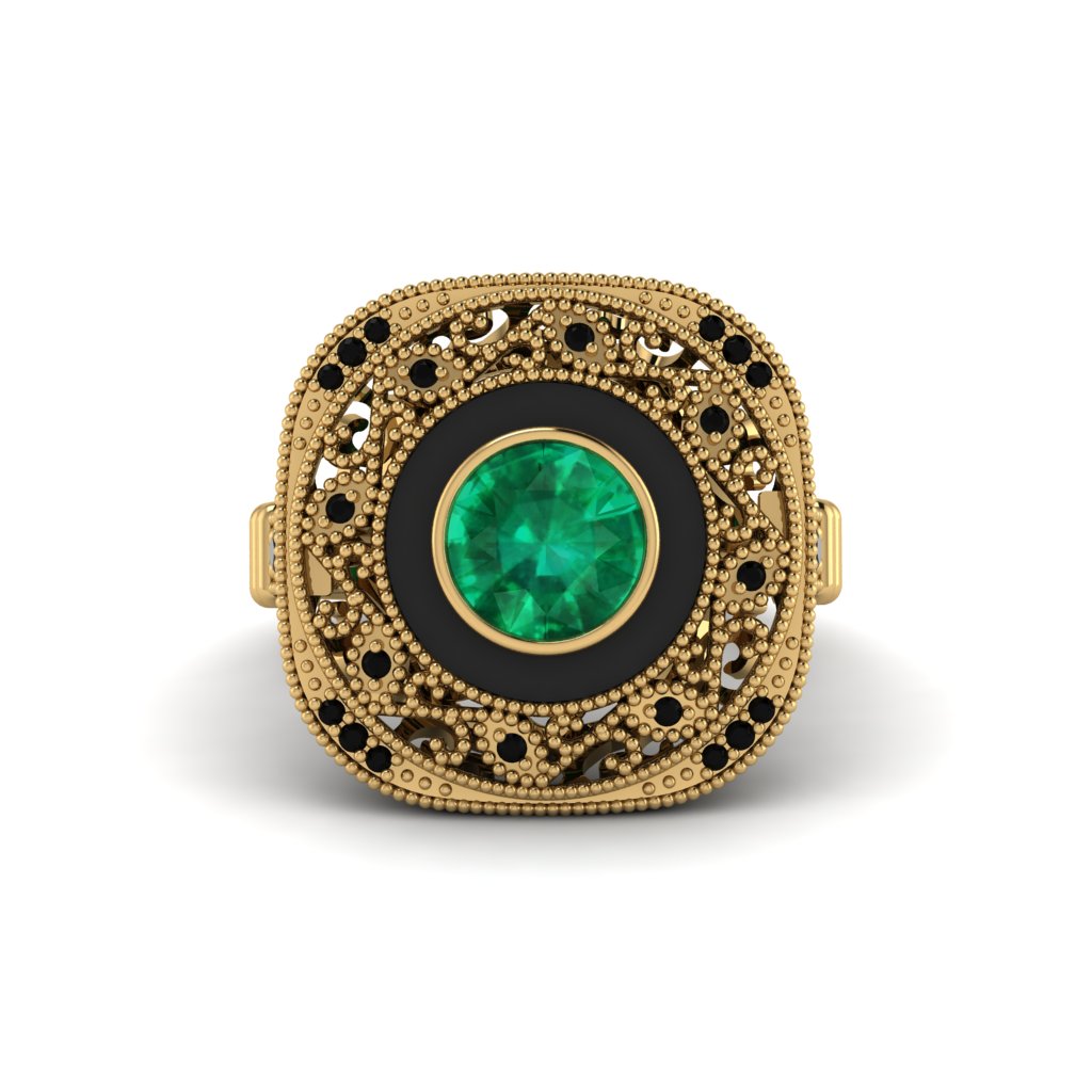 Fancy Art Deco Emerald Ring - Pauline No. 34
