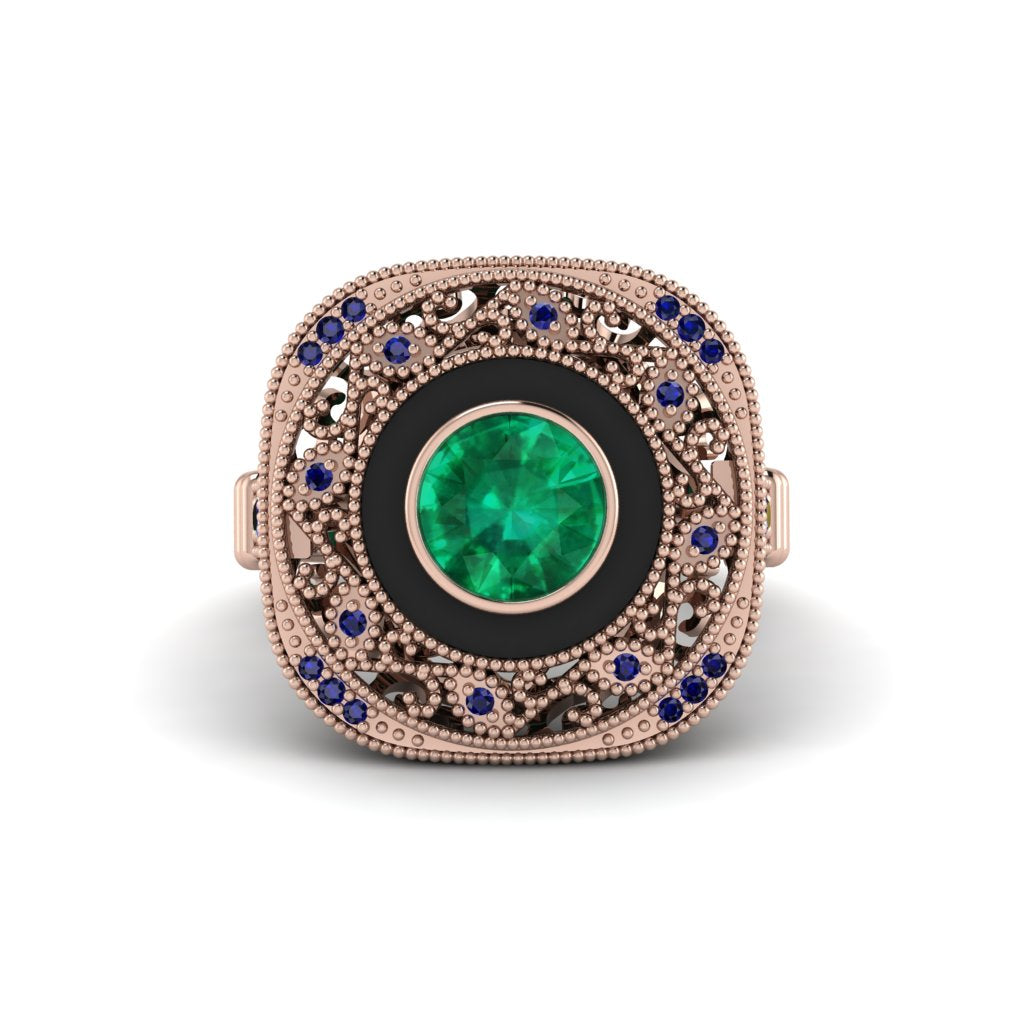 Fancy Art Deco Emerald Ring - Pauline No. 65