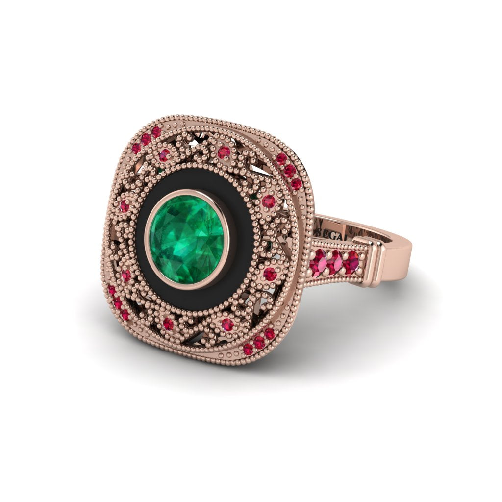 Fancy Art Deco Emerald Ring - Pauline No. 50