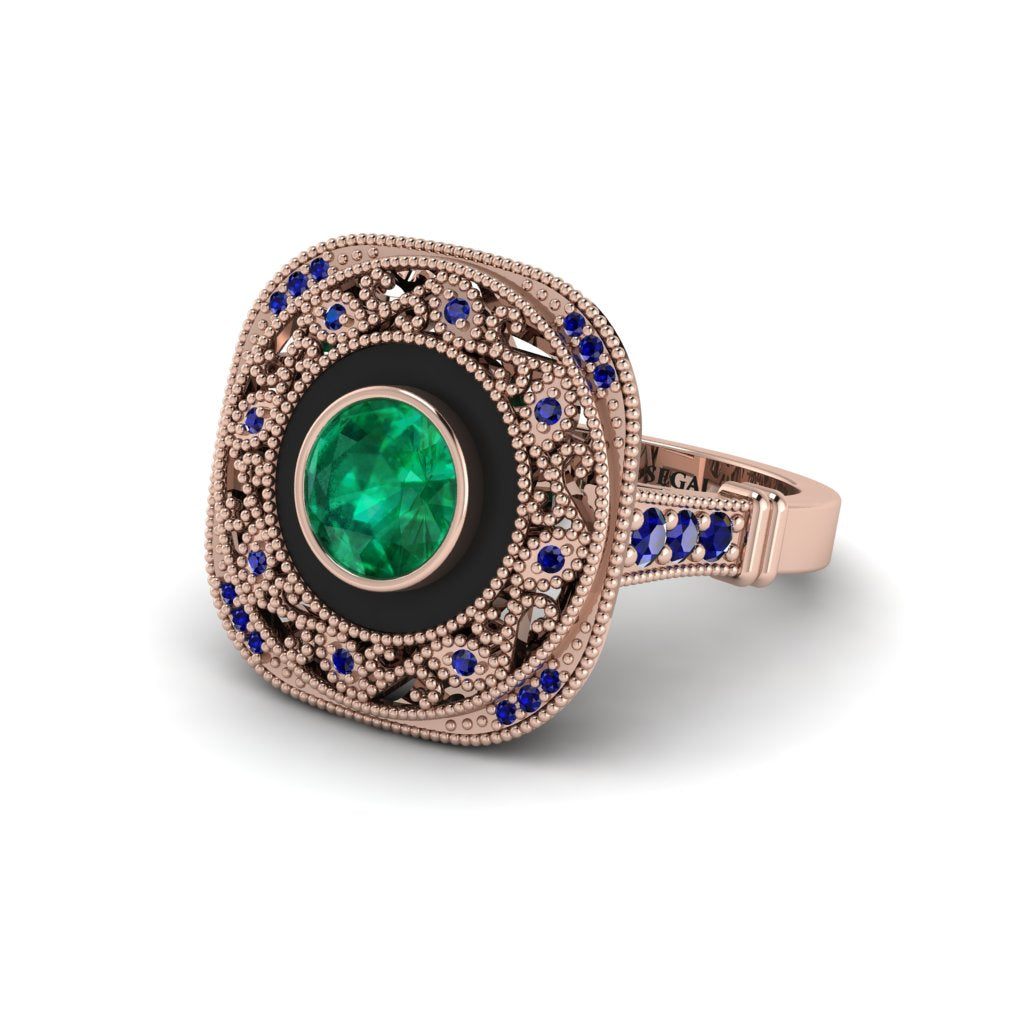 Fancy Art Deco Emerald Ring - Pauline No. 65