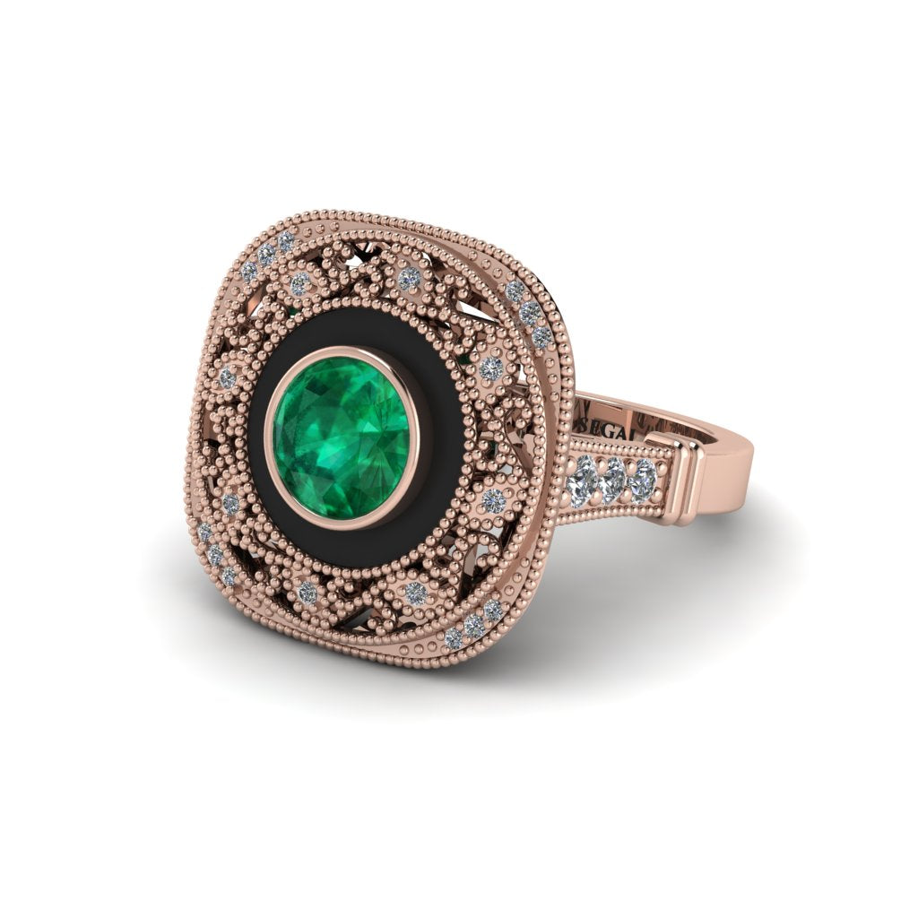 Fancy Art Deco Emerald Ring - Pauline No. 5