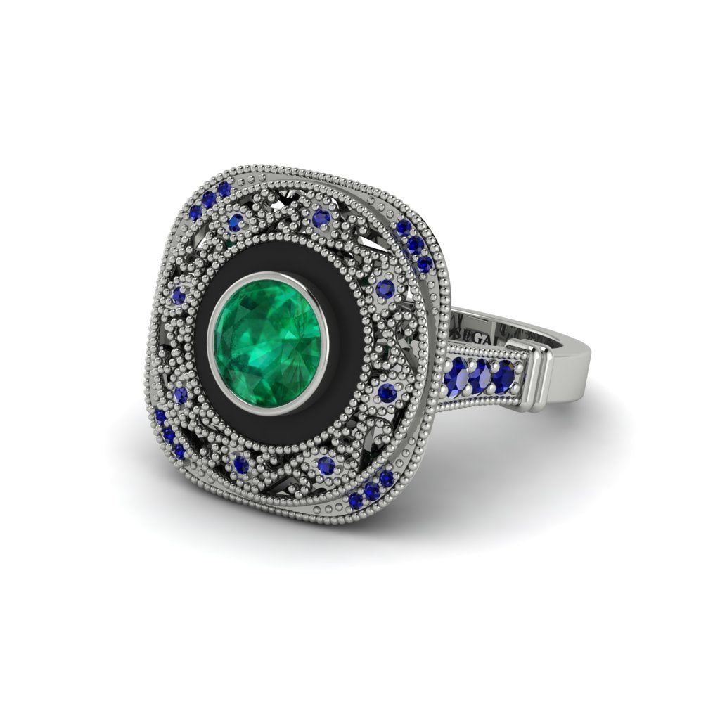 Fancy Art Deco Emerald Ring - Pauline No. 66