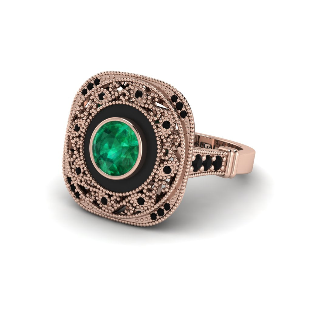 Fancy Art Deco Emerald Ring - Pauline No. 35