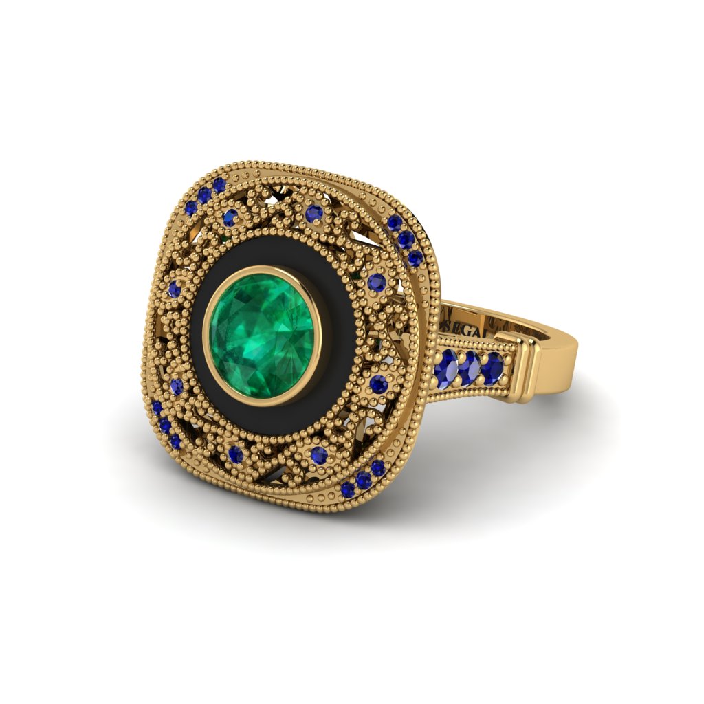 Fancy Art Deco Emerald Ring - Pauline No. 64