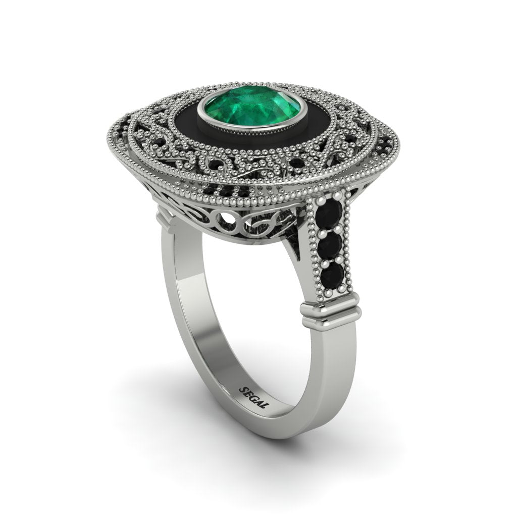 Fancy Art Deco Emerald Ring - Pauline No. 36