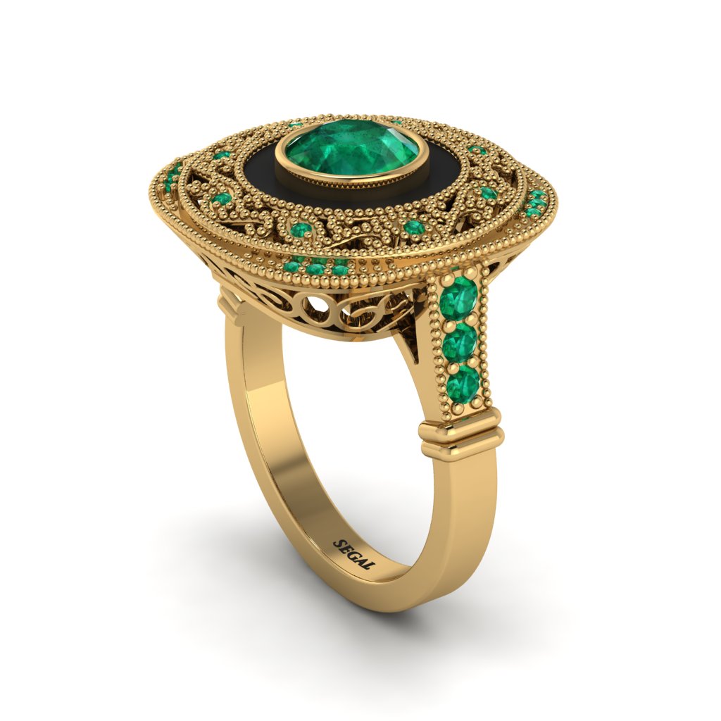Fancy Art Deco Emerald Ring - Pauline No. 19