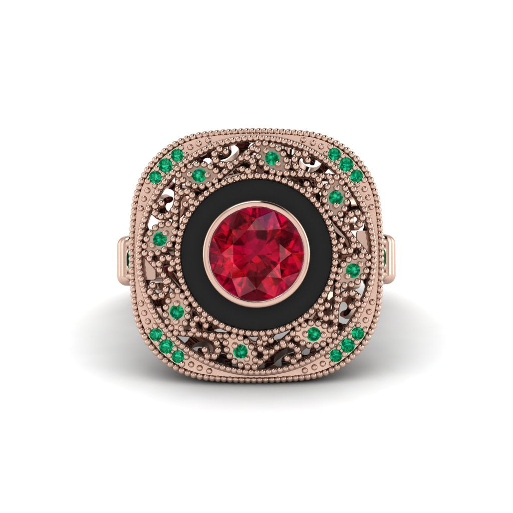 Fancy Art Deco Ruby Ring - Pauline No. 26