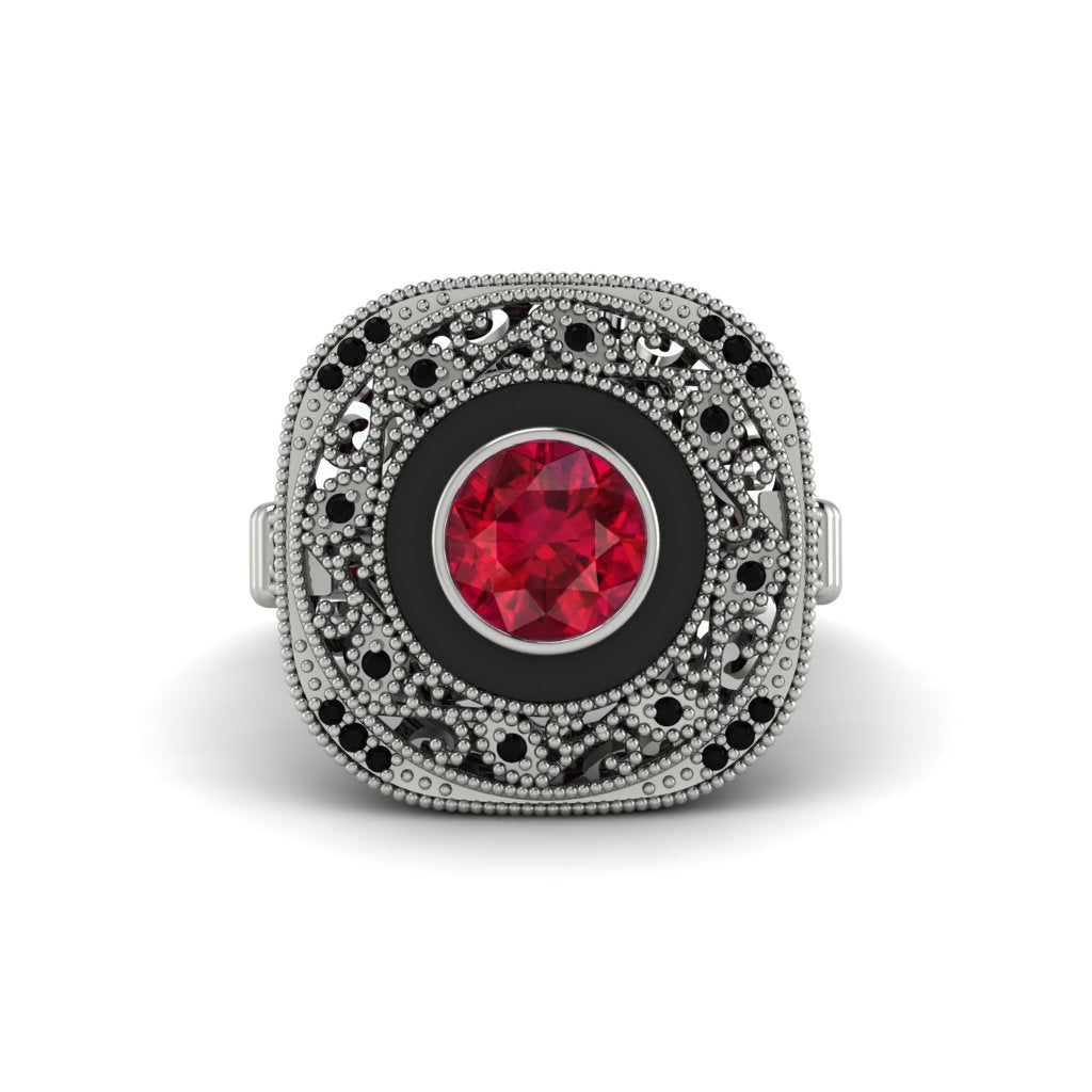 Fancy Art Deco Ruby Ring - Pauline No. 42