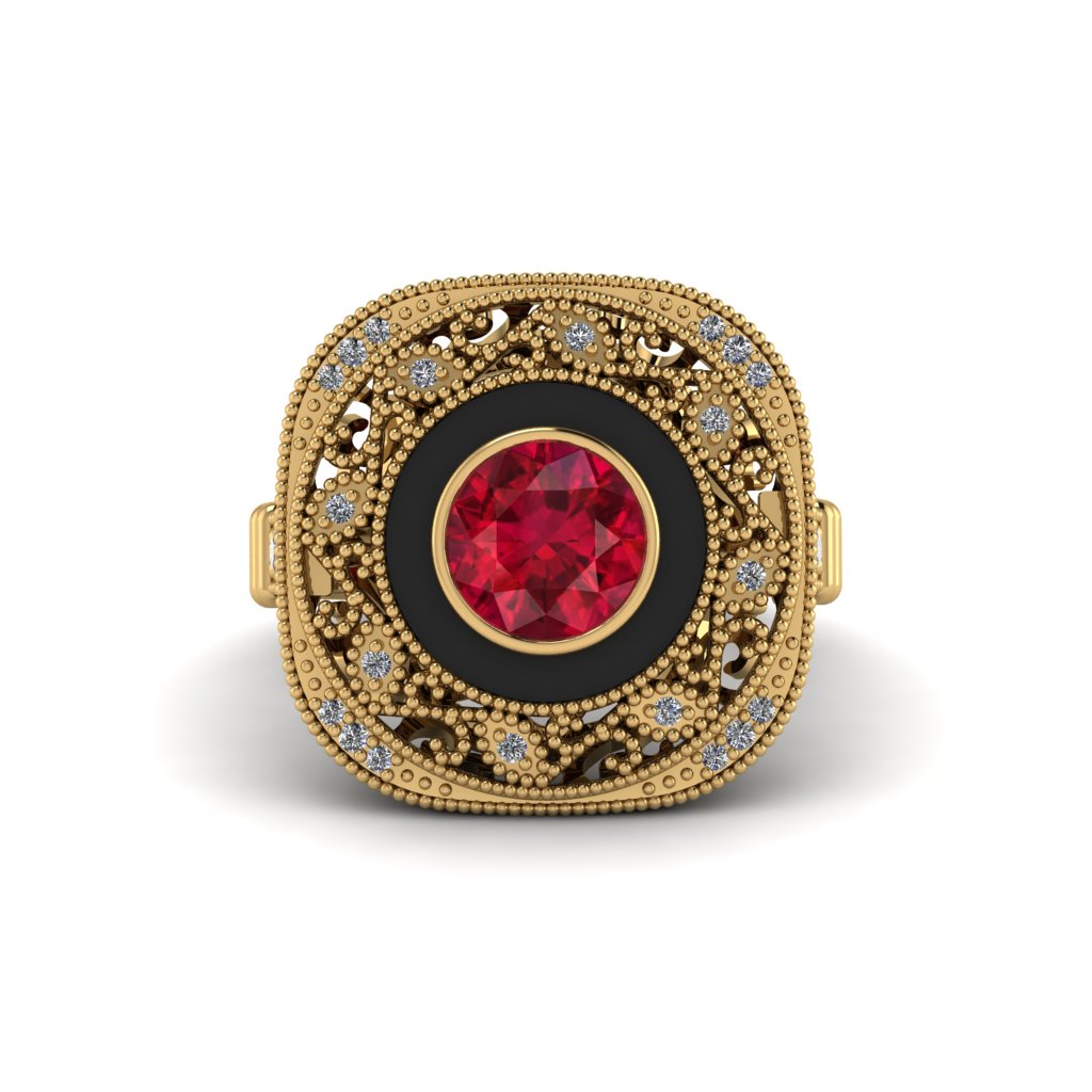 Fancy Art Deco Ruby Ring - Pauline No. 10