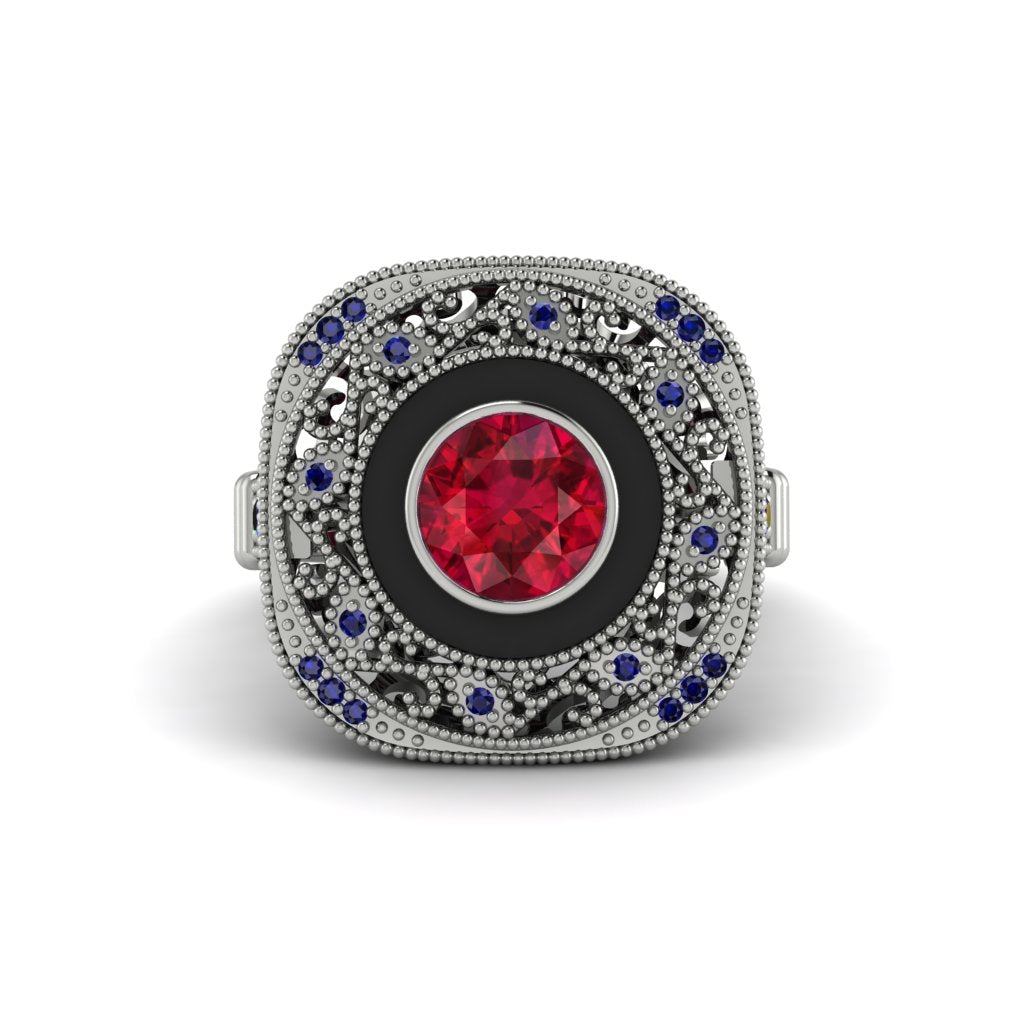 Fancy Art Deco Ruby Ring - Pauline No. 72