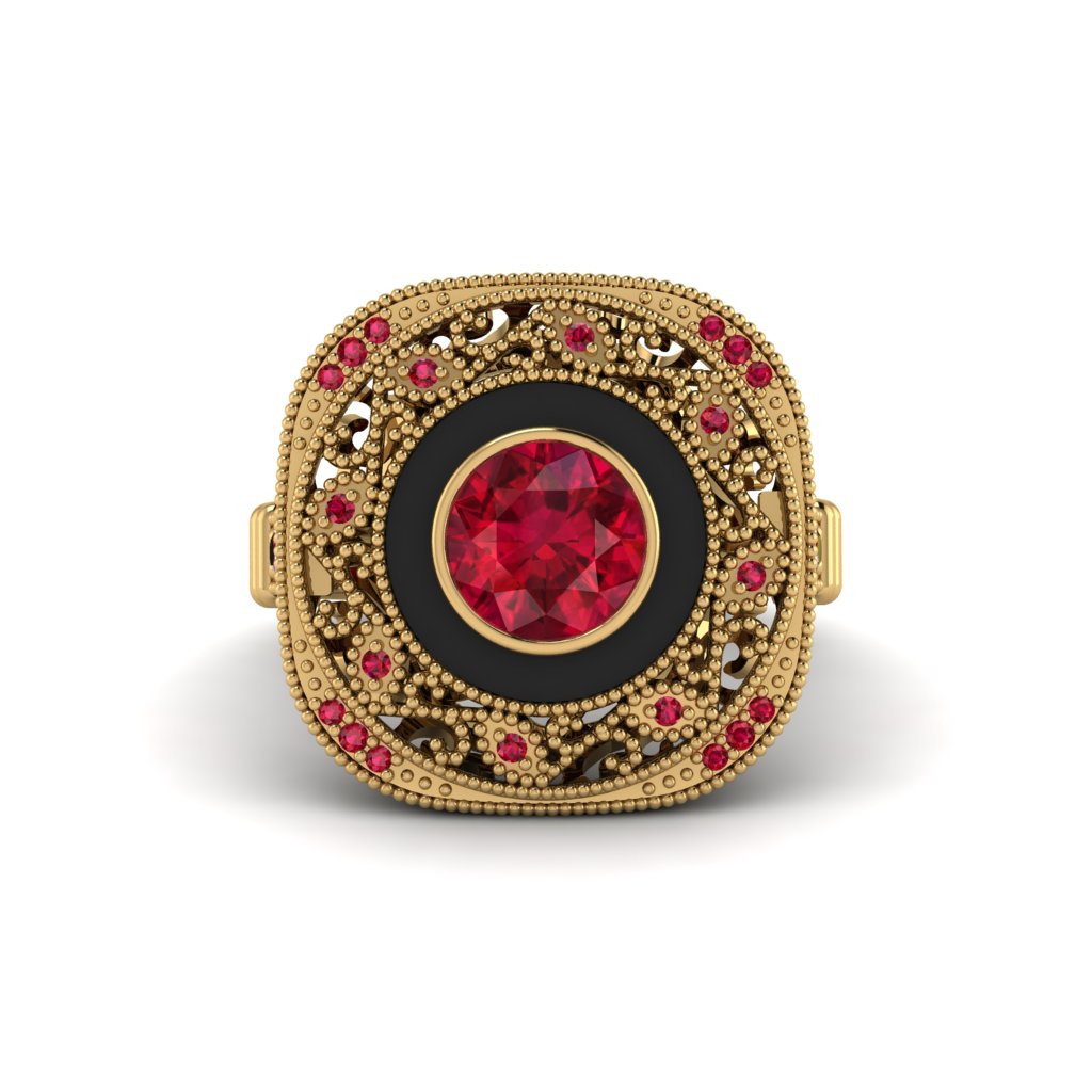 Fancy Art Deco Ruby Ring - Pauline No. 55
