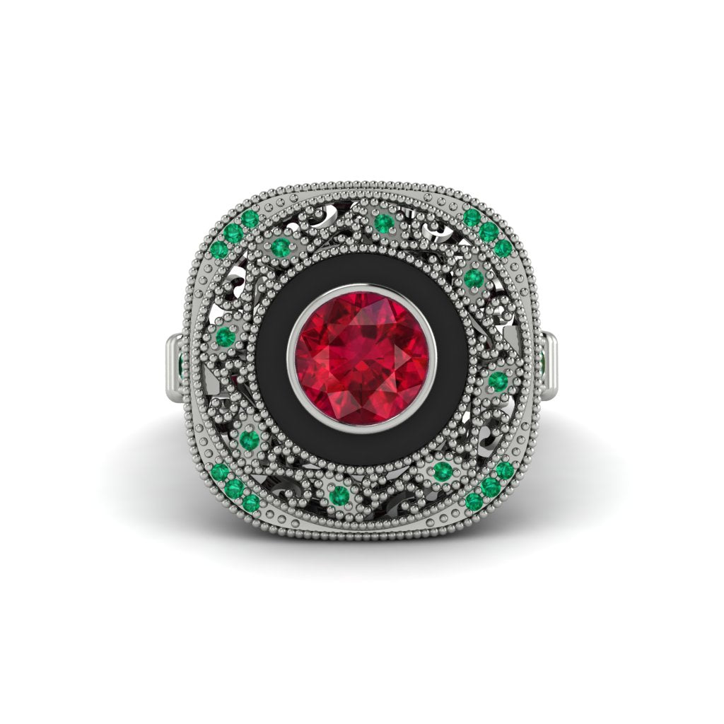 Fancy Art Deco Ruby Ring - Pauline No. 27