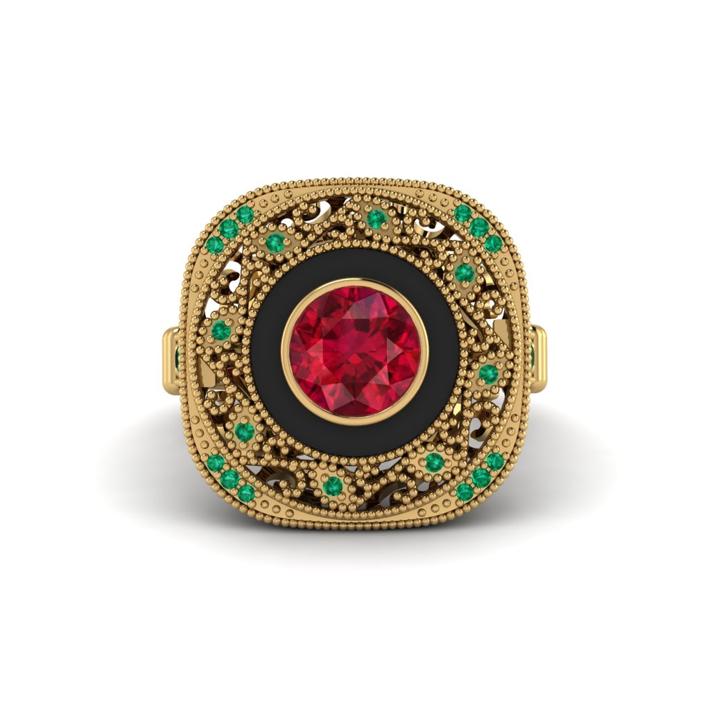 Fancy Art Deco Ruby Ring - Pauline No. 25
