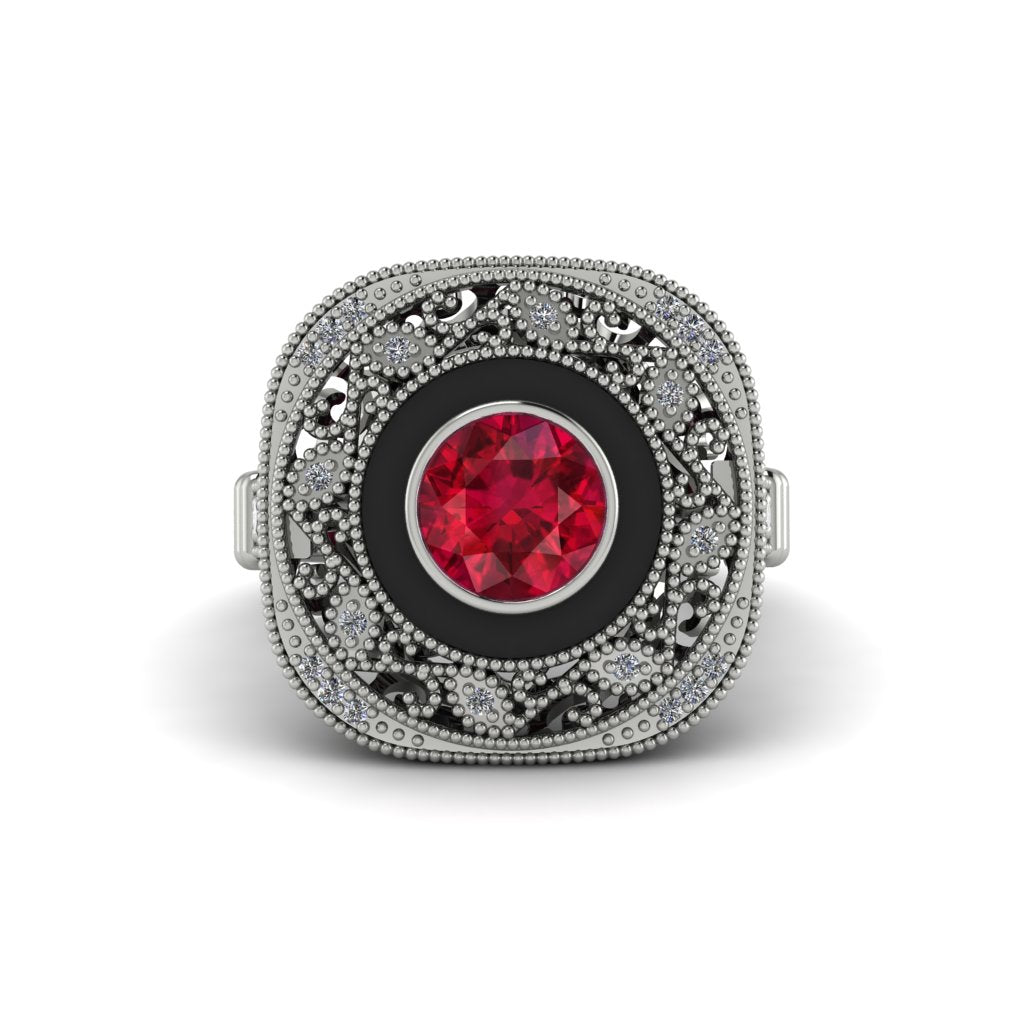Fancy Art Deco Ruby Ring - Pauline No. 12