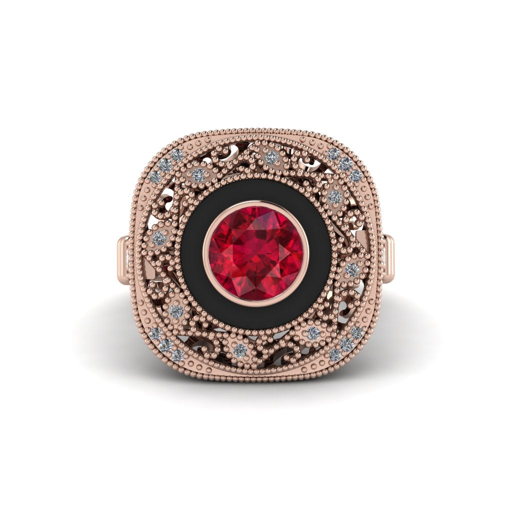 Fancy Art Deco Ruby Ring - Pauline No. 11