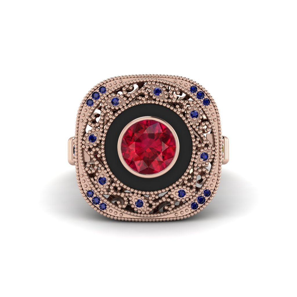 Fancy Art Deco Ruby Ring - Pauline No. 71