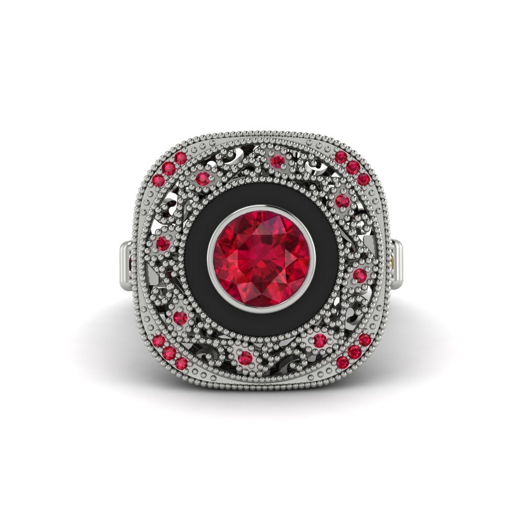 Fancy Art Deco Ruby Ring - Pauline No. 57