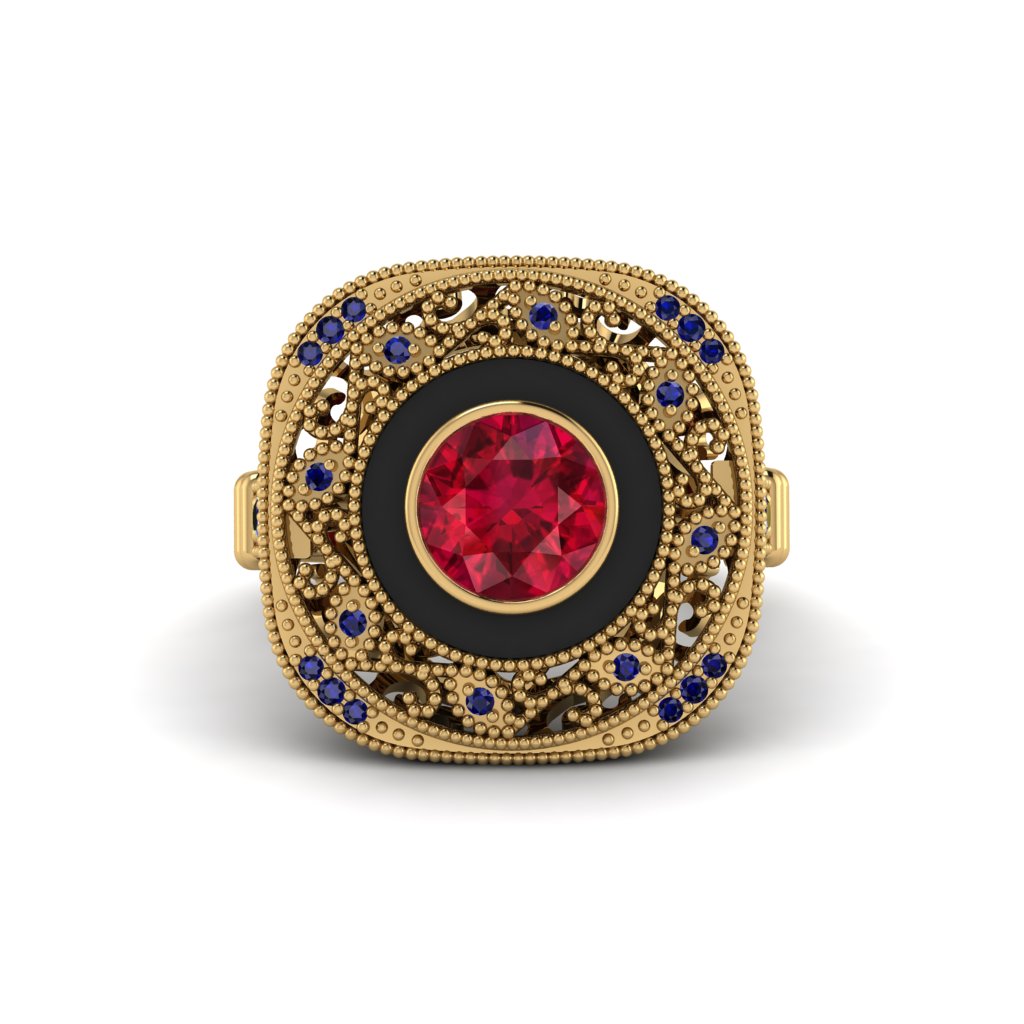 Fancy Art Deco Ruby Ring - Pauline No. 70