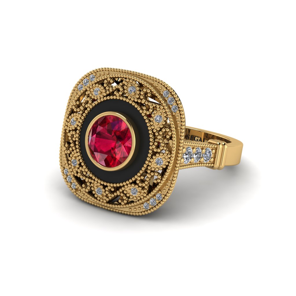 Fancy Art Deco Ruby Ring - Pauline No. 10