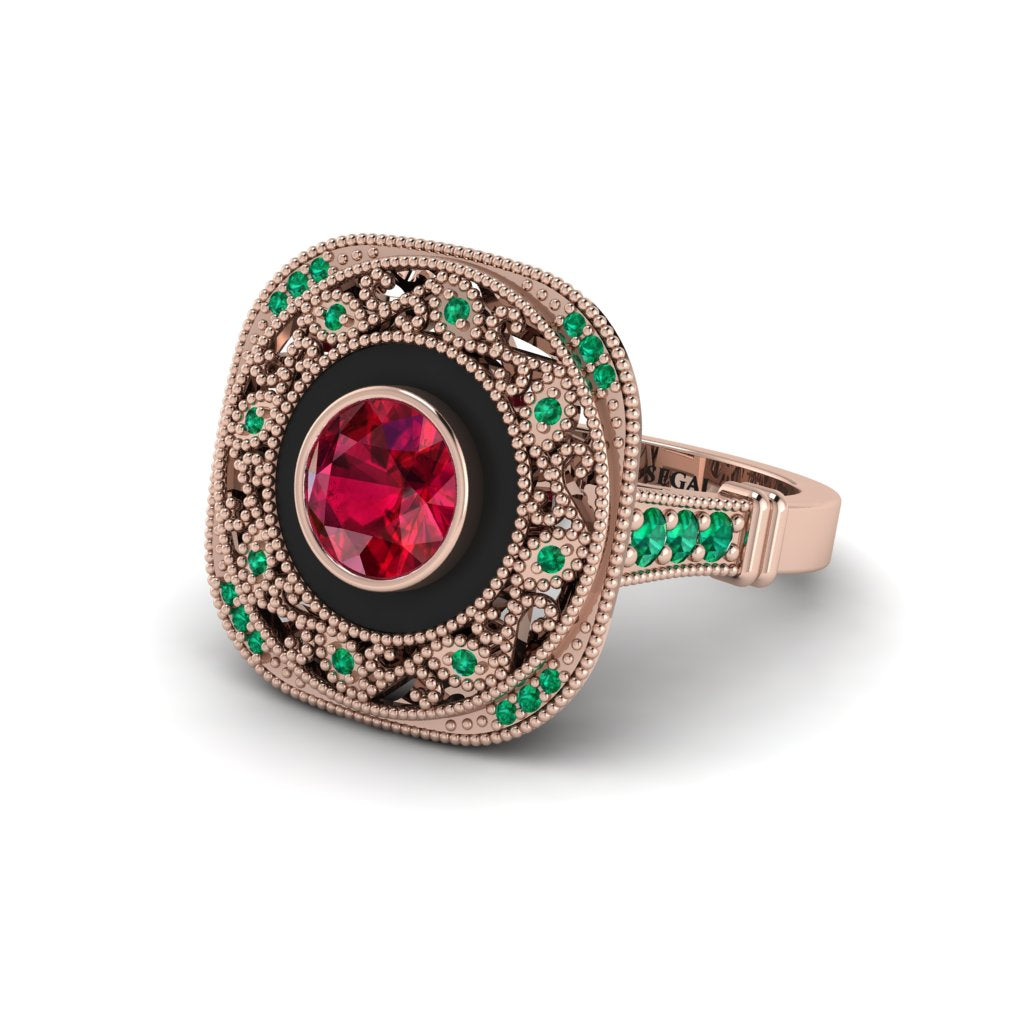 Fancy Art Deco Ruby Ring - Pauline No. 26
