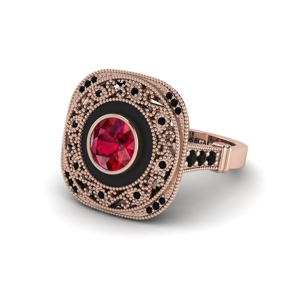 Fancy Art Deco Ruby Ring - Pauline No. 41