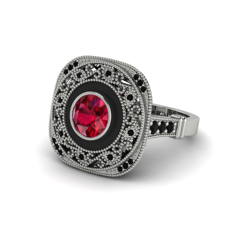 Fancy Art Deco Ruby Ring - Pauline No. 42