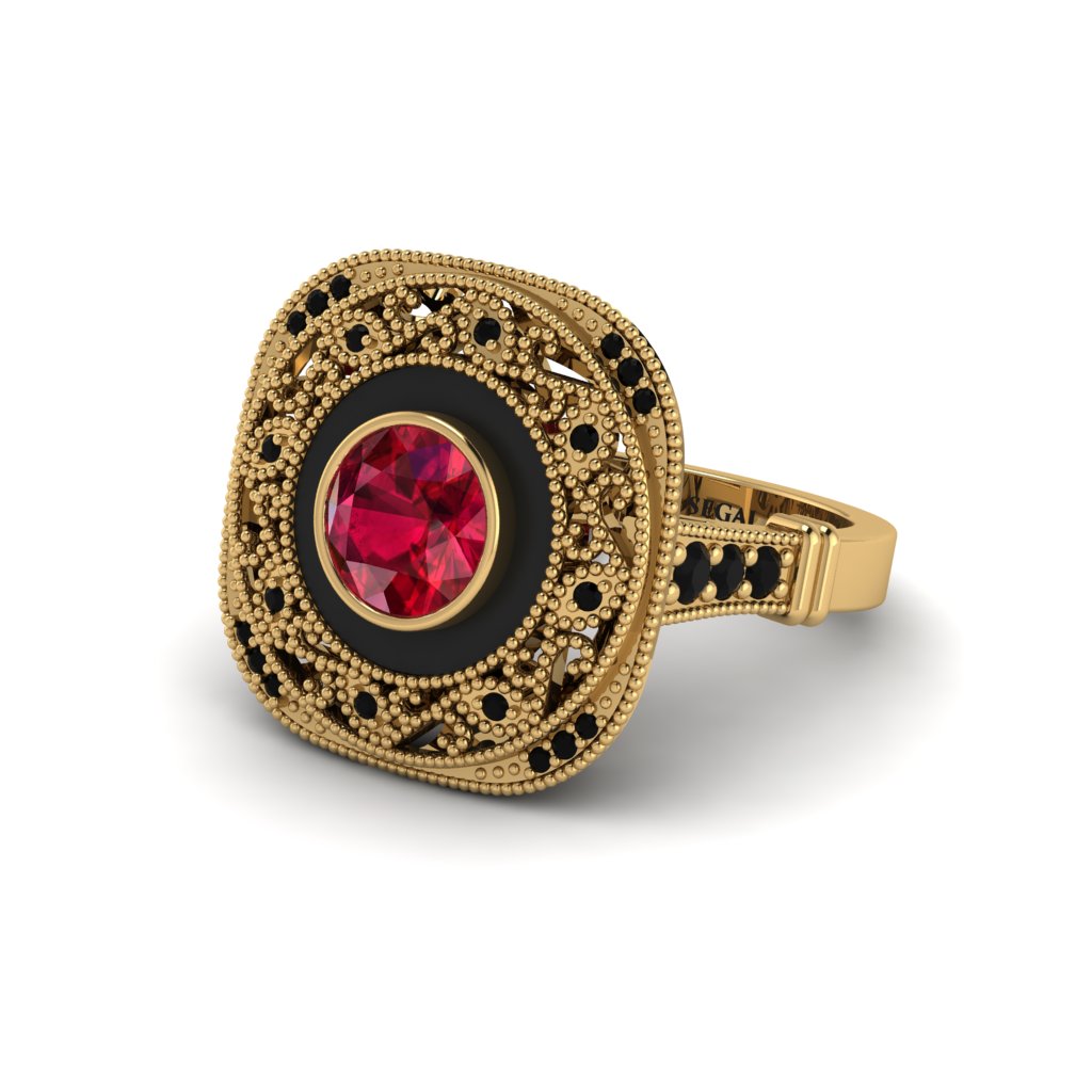 Fancy Art Deco Ruby Ring - Pauline No. 40