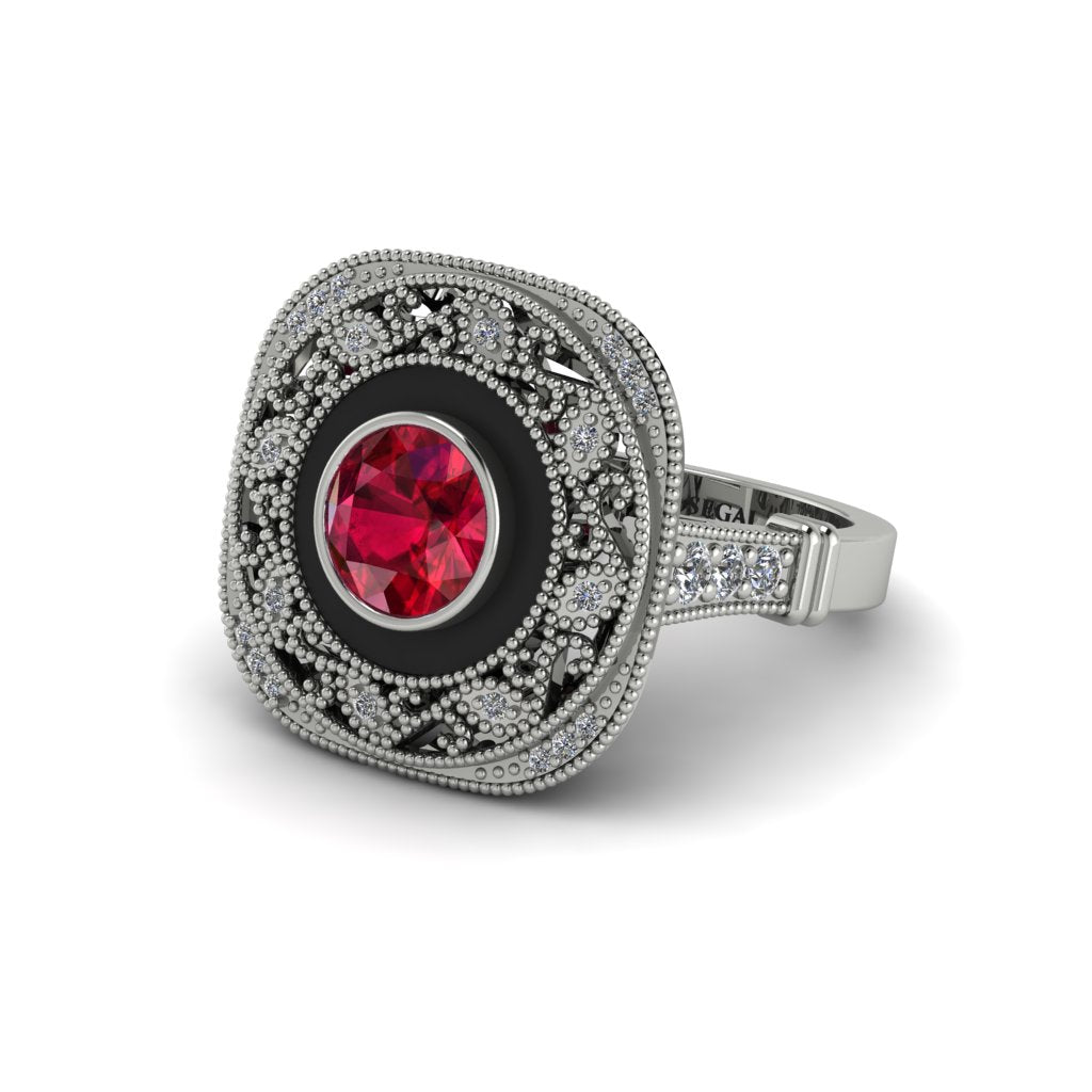 Fancy Art Deco Ruby Ring - Pauline No. 12