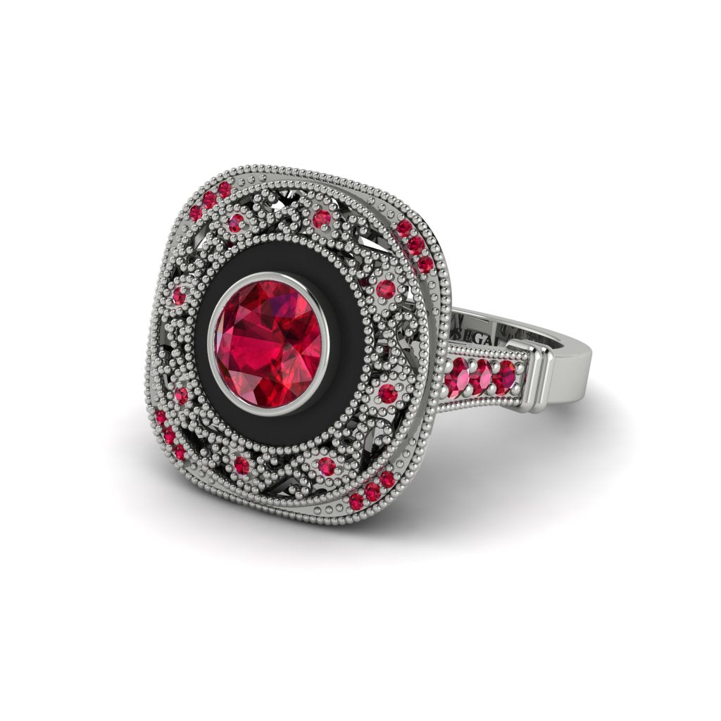 Fancy Art Deco Ruby Ring - Pauline No. 57