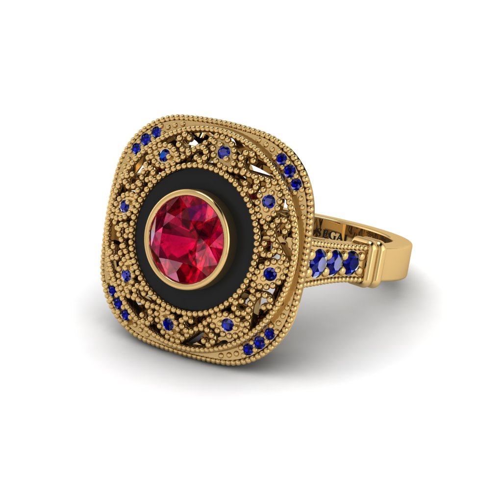 Fancy Art Deco Ruby Ring - Pauline No. 70