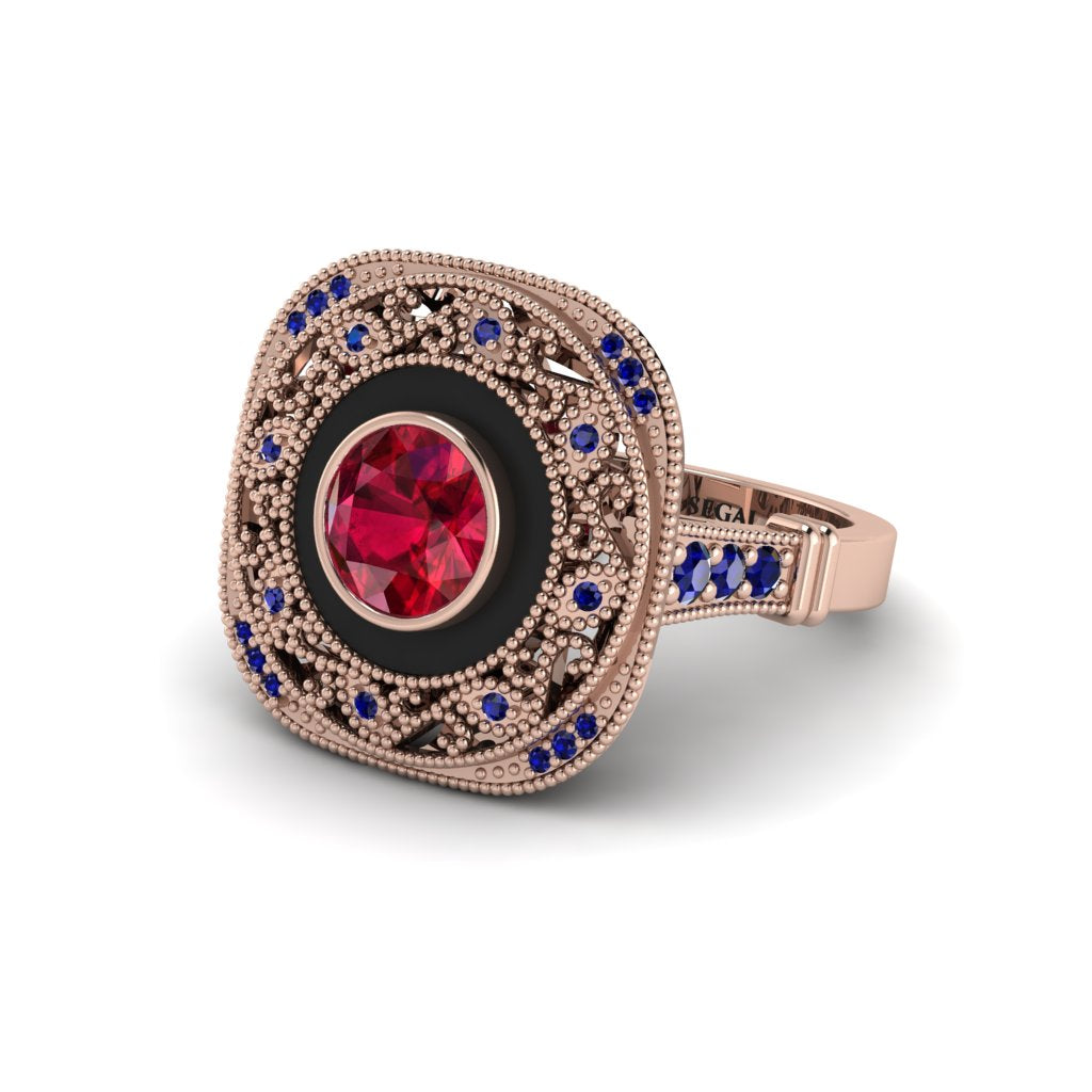 Fancy Art Deco Ruby Ring - Pauline No. 71