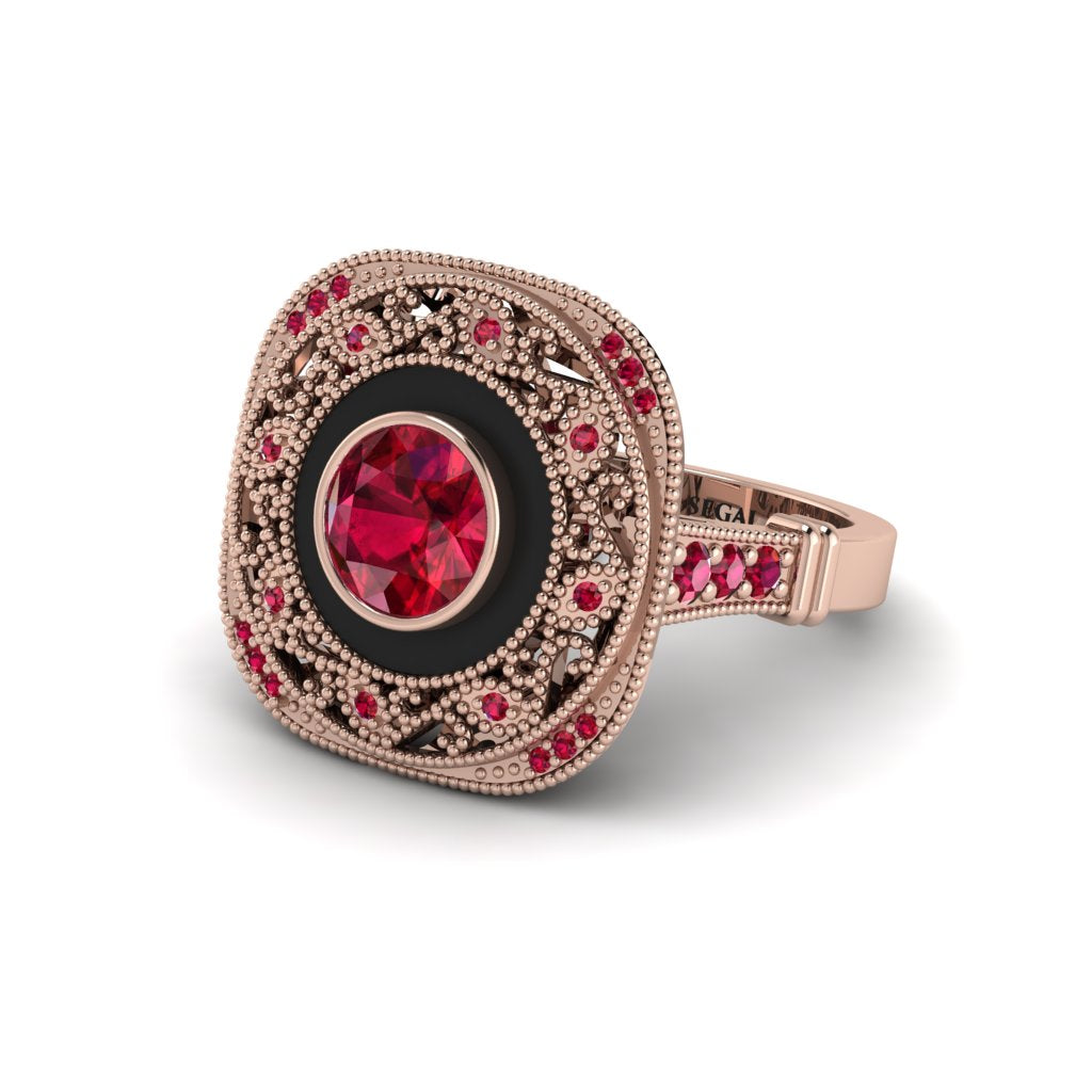 Fancy Art Deco Ruby Ring - Pauline No. 56