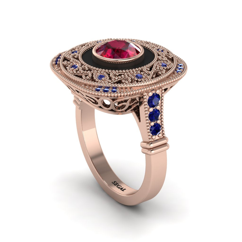 Fancy Art Deco Ruby Ring - Pauline No. 71