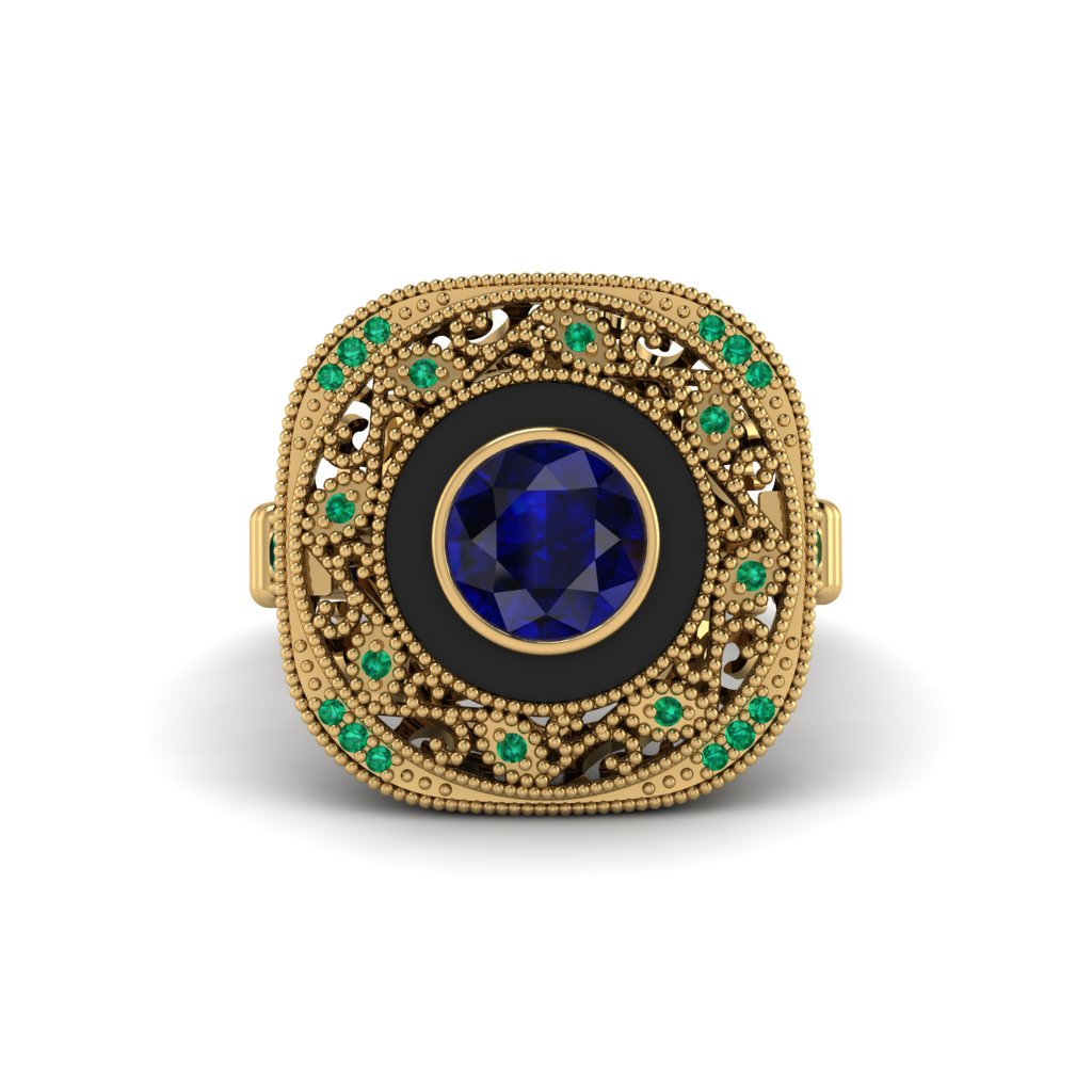 Fancy Art Deco Sapphire Ring - Pauline No. 28