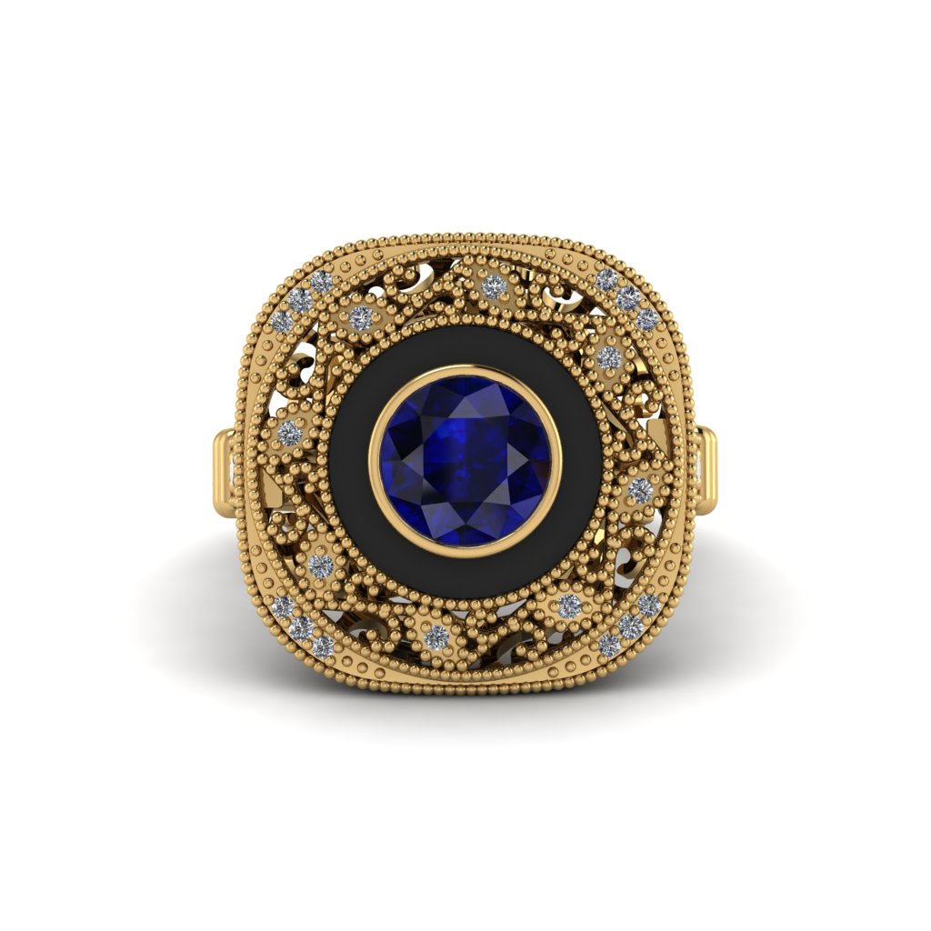 Fancy Art Deco Sapphire Ring - Pauline No. 13