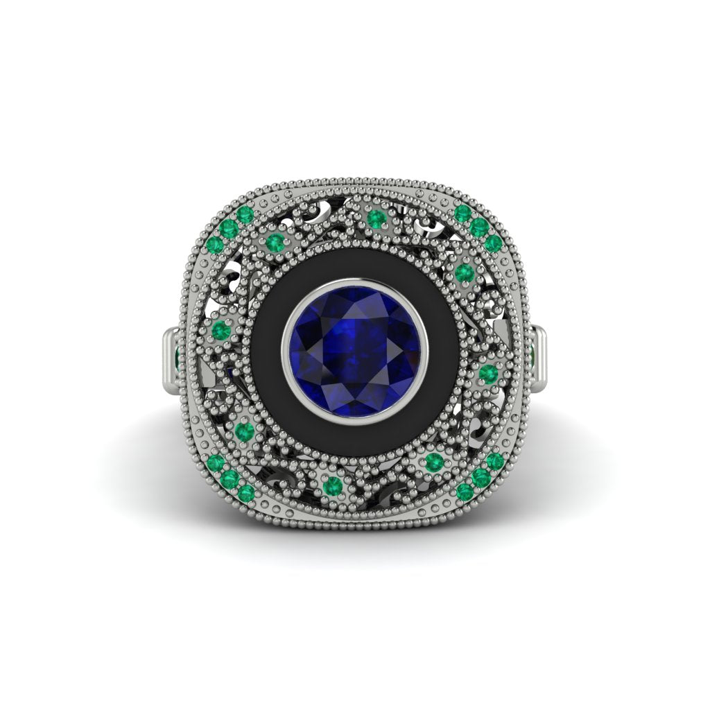 Fancy Art Deco Sapphire Ring - Pauline No. 30