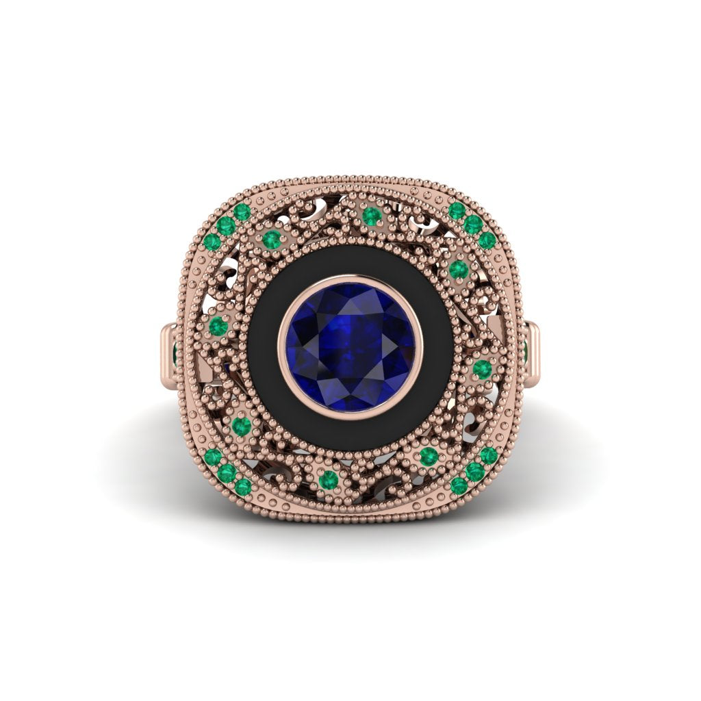 Fancy Art Deco Sapphire Ring - Pauline No. 29