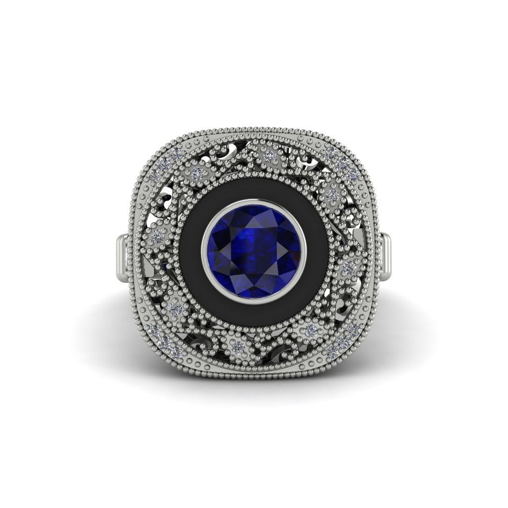 Fancy Art Deco Sapphire Ring - Pauline No. 15