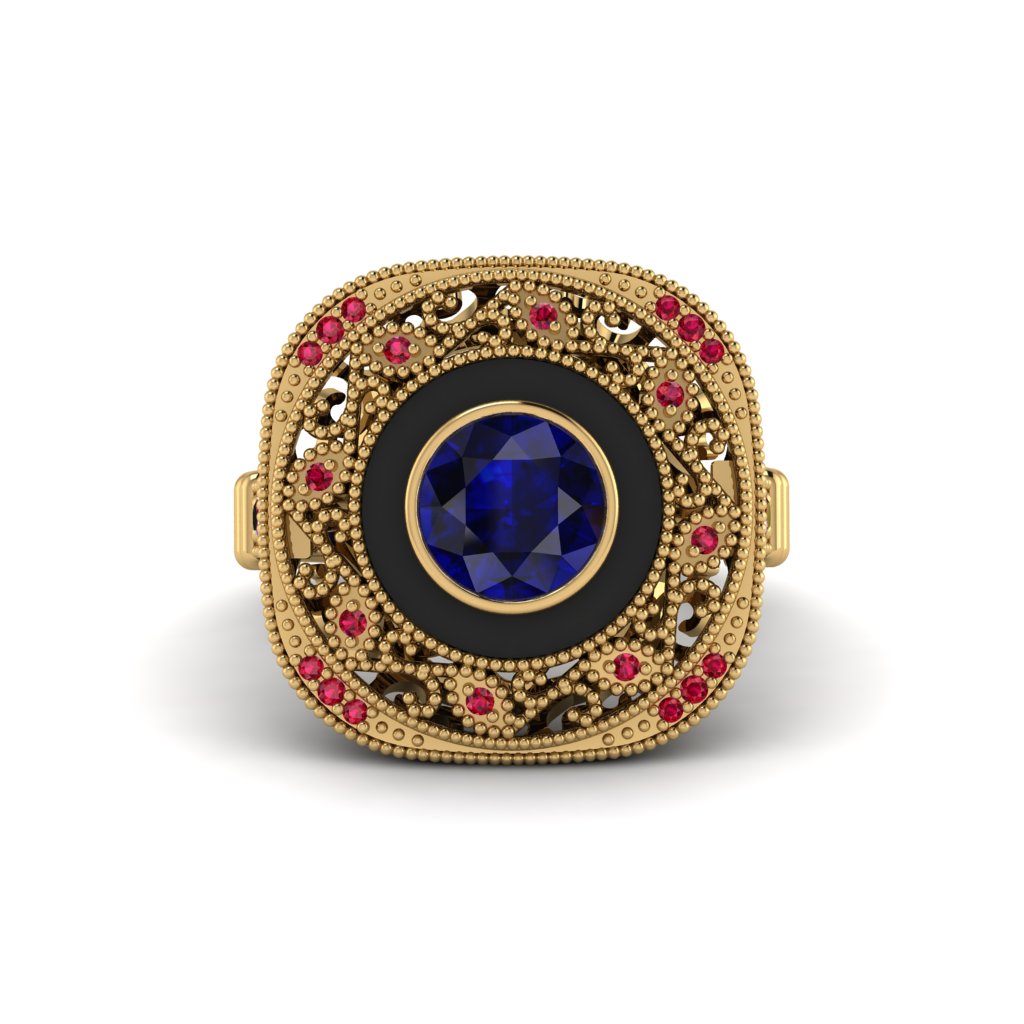 Fancy Art Deco Sapphire Ring - Pauline No. 58