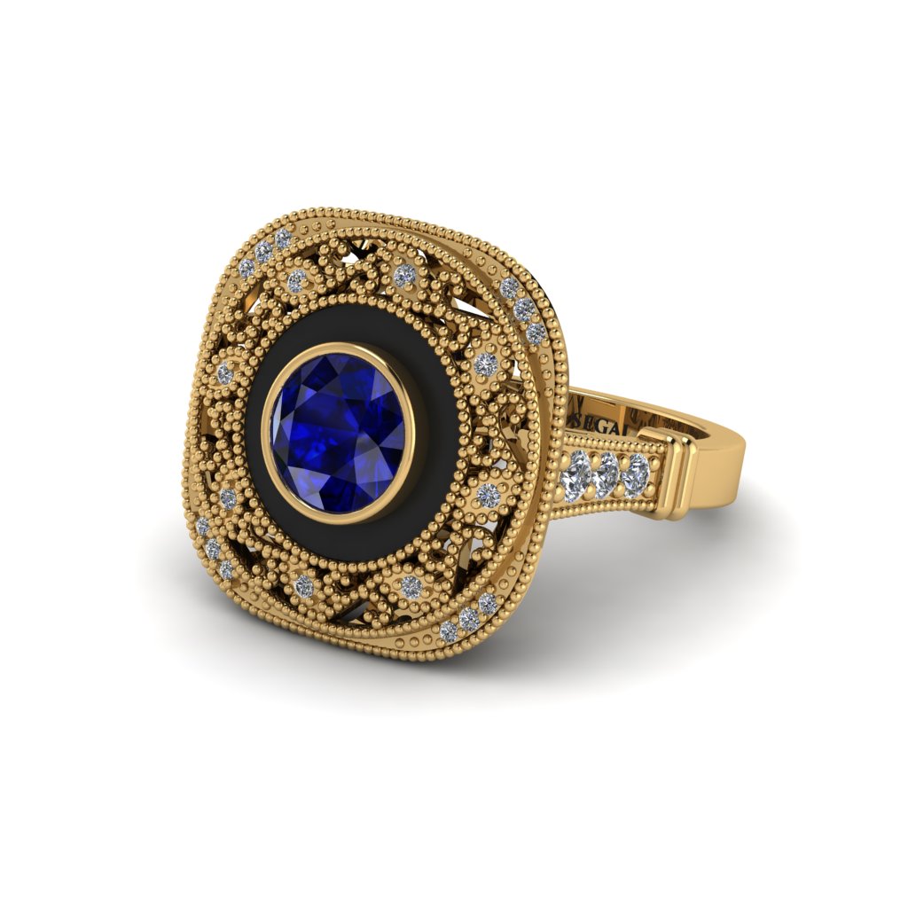Fancy Art Deco Sapphire Ring - Pauline No. 13